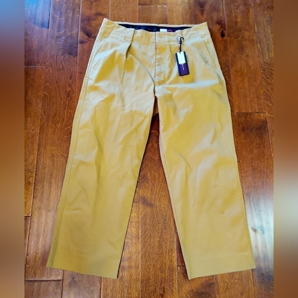 Tommy Hilfiger Hilfiger Collection Tan Relaxed Pleated Chino Pant Size 34 SAMPLE